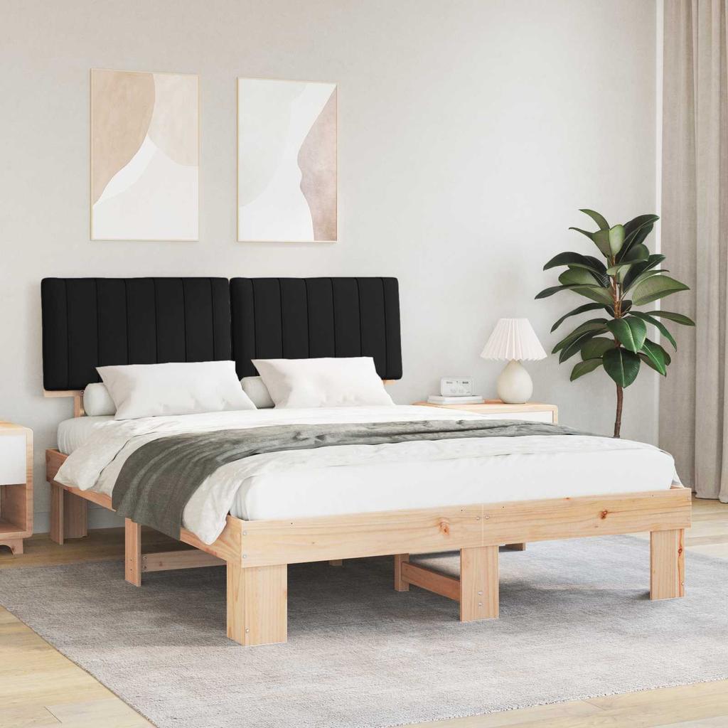 Bed Frame with Padded Headboard Black 160 x 200 cm