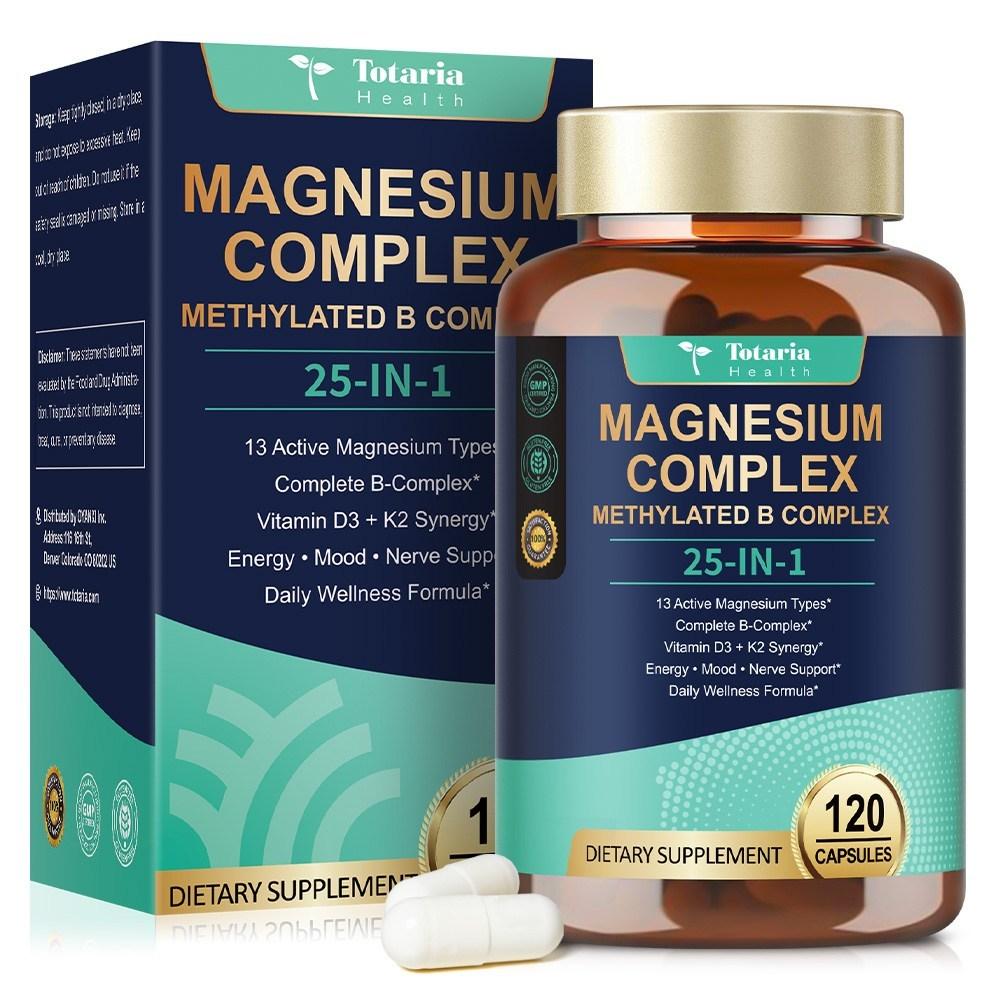 Totaria Magnesium Glycinate 400mg, Highly Absorbable Chelated Citrate, Malate, Taurate 13-Type Complex, Sleep, Muscle, Eye Twitching Comprehensive
