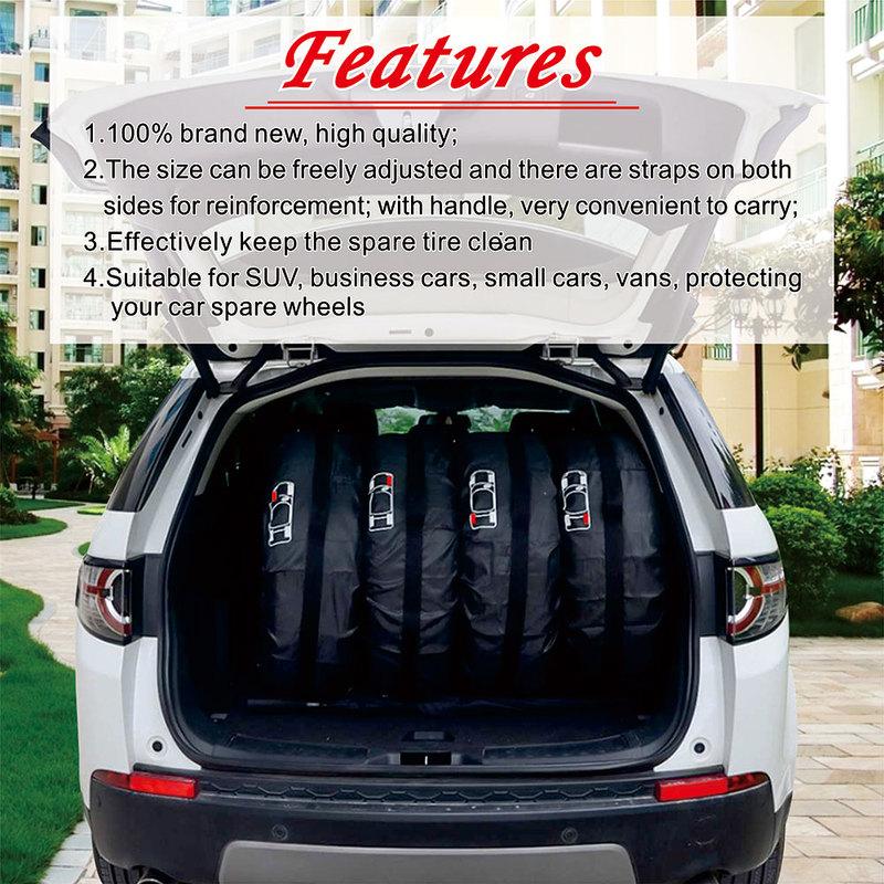 Waterproof Universal 4pcs/Set Spare Tire Cover Case Polyester Car Tires Storage Bag Carrier Auto Tyre Wheel Protector Dustproof