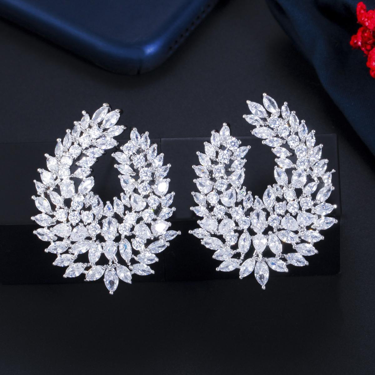 

Ослепительные серьги-гвоздики с кубическим цирконием CMM для свадьбы золотого цвета, большие U-образные серьги-гвоздики серебряный