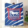 Ipswich Town Football Club Crest Printed Flannel Blanket for Bedroom, Living Room, Sofa, and Nap