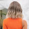 Parrucche da Donna Bob Mosse con Frangia Corte Biondo Marrone Ombré Sintetiche Capelli Naturali per Uso Quotidiano Cosplay Fibre ad Alta Temperatura