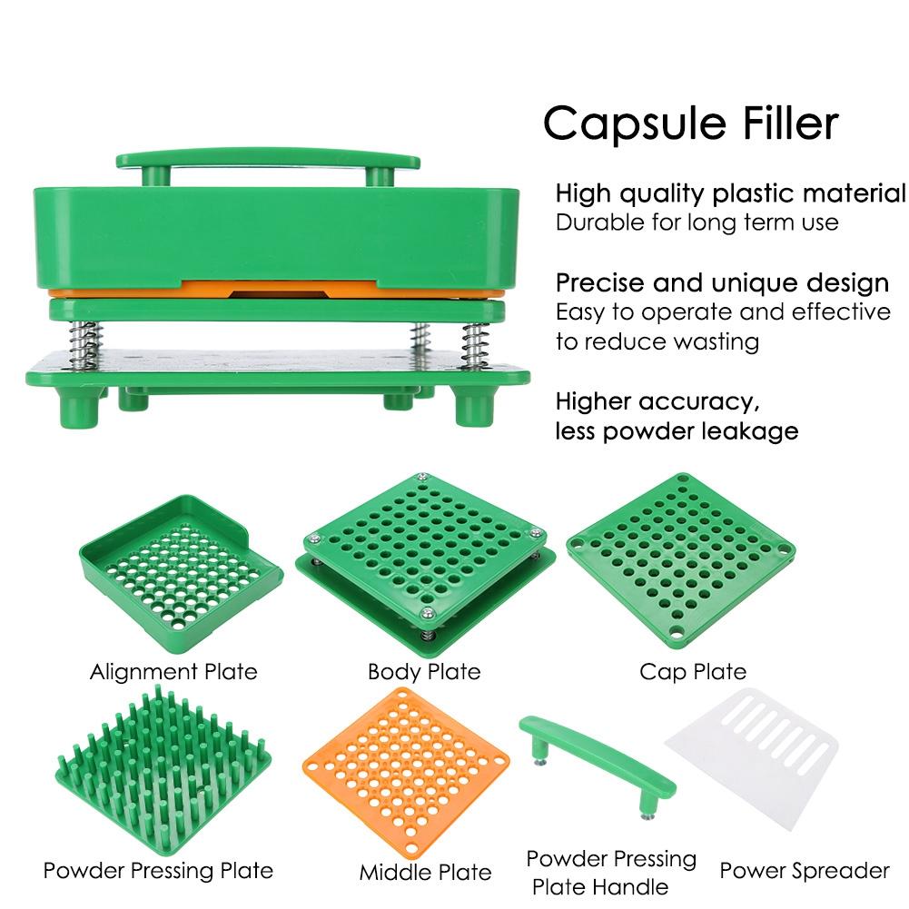 64 otvorů Prázdný plnič kapslí Rozpěrné desky na prášek Nástroj pro plnění kapslí 0# Čínská edice