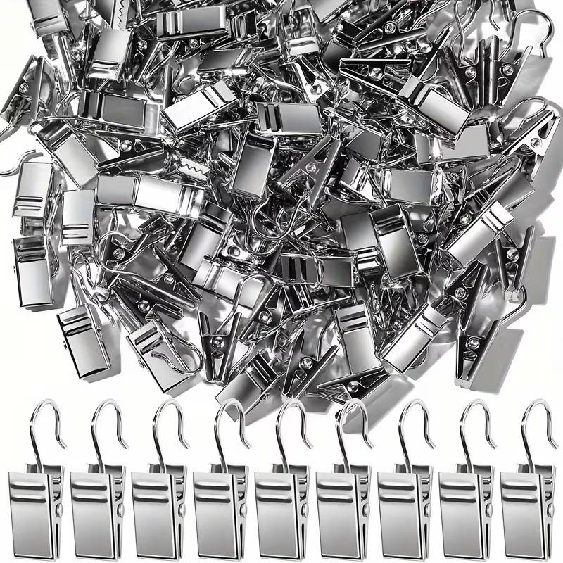 

10-500pcs Stainless Steel Curtain Clips Window Curtain Hook Clips Drapery Hooks Replacement Hanging Display Photos Drapes Clamp 10pcs срібний