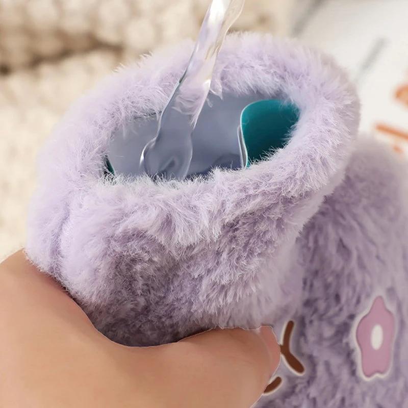 250Ml Cute  Water Bottle Bag Girls Plush Shoulder Hand Warmer Heat Pack Cute Warm Water Bag Hand Warmer  Water Bottle Bag