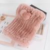 New lady real rex rabbit fur hat Natural warm rex rabbit fur hat scarf Women hand knitted soft real rabbit fur caps scarves