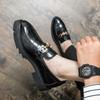Pointed leather shoes autumn new British heightening hair stylist personalized crocodile pattern shoes