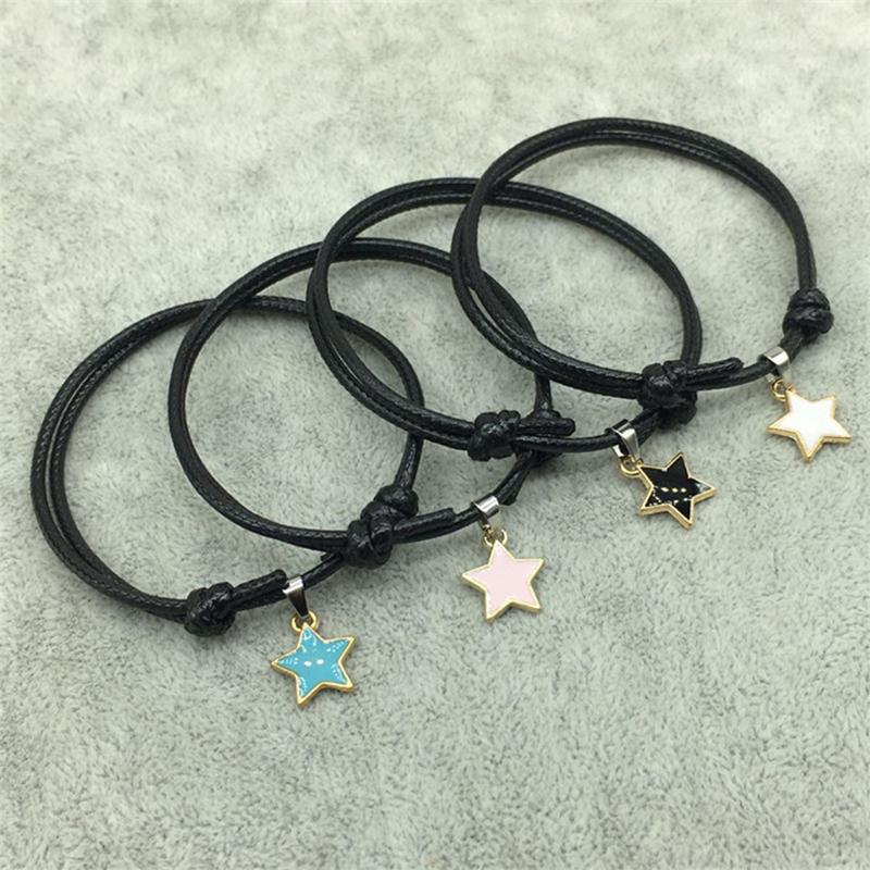 2 buc/set Brățări de cuplu de modă frânghie neagră stea brățară cu pandantiv inimă pentru femei, bărbați, iubitori, brățări pereche, bijuterii, cadouri