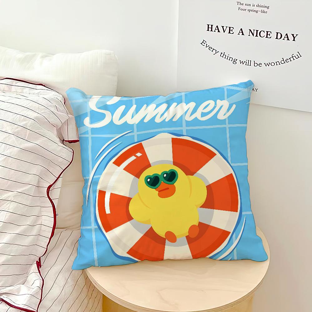 Cute Cartoon Art Duck L-line F-friends S-Sally Cushion Cover Soft Pillow Case for Sofa Living Room Home Decor Protective Covers