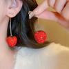 Fashion Sweet Red Resin Strawberry Cherry Drop Earrings For Women Cute Lovely Acrylic Fruit Earrings Zircon Accessories