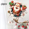 Indoor Outdoor Holiday Decor 3D Santa Claus Christmas Wall Decals, Break Through Reindeer Festive Murals Window Stickers, Removable Winter Decorations