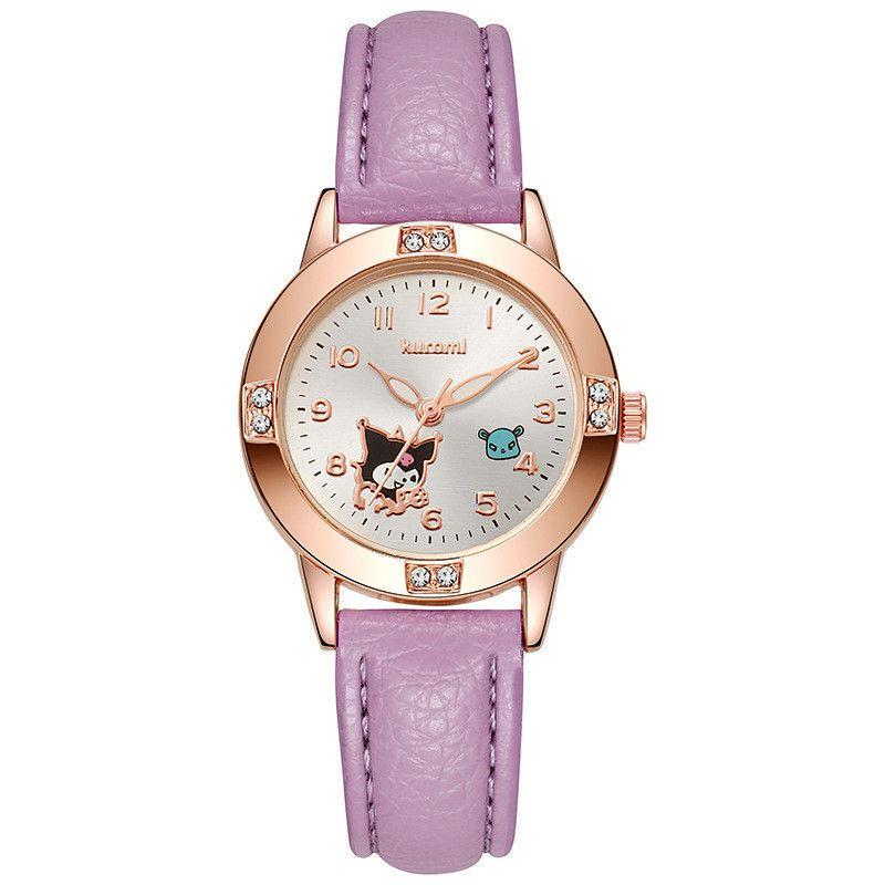 

Children s Analog Wrist Watch with Leather Strap and Decorative Dial Featuring Character Design and Rhinestone Accents Suitable for Everyday Wear