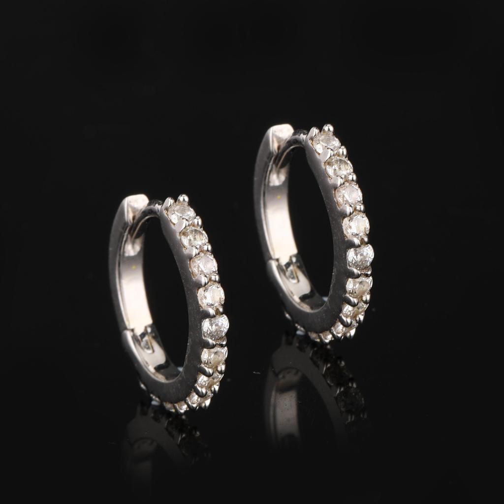 White Cubic Zirconia Stud Earrings 925 Silver Yellow Gold Plated