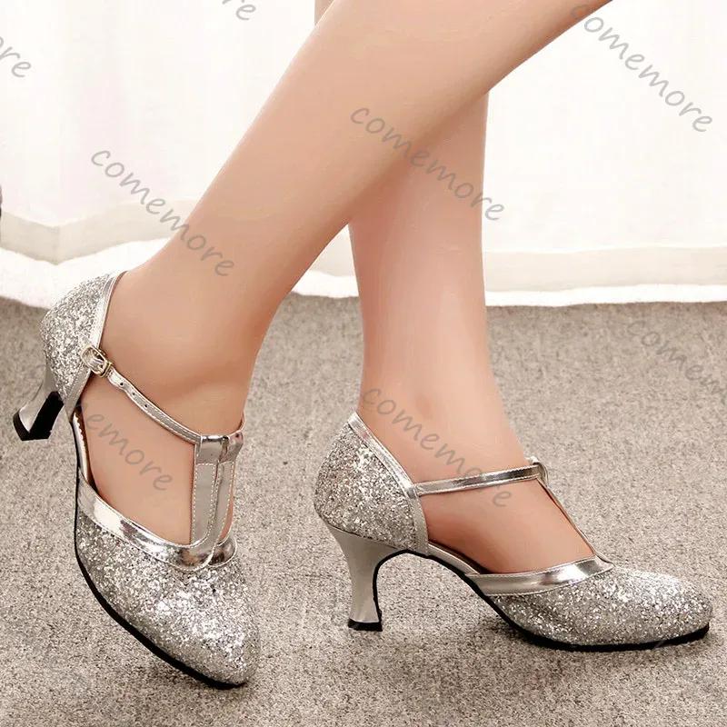 Fashion Comemore Gold High Heeled Women Shoes 2025 Pumps Dance Shoes 4CM Medium Heels Female Dress Wedding Party Sandals Heels for Women