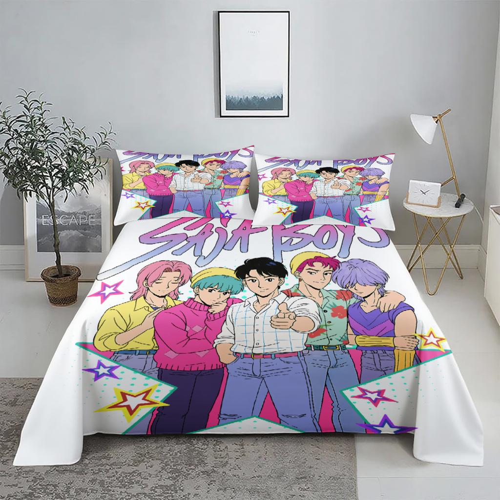 ZOEY D-Demon Hunters K-pop Bed Sheet Set 3D Printed Bed Flat Sheet With Pillowcase Bed Linen King Queen Size