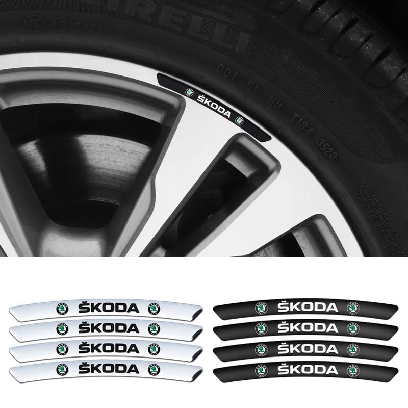 cnkhn5 for Skoda 4pcs Car Wheel Hub Badge Decal Scala Kodiak Citigo Kamiq Roomster Rapid Yeti Karoq Kodiaq Octavia Fabia Superb Felicia
