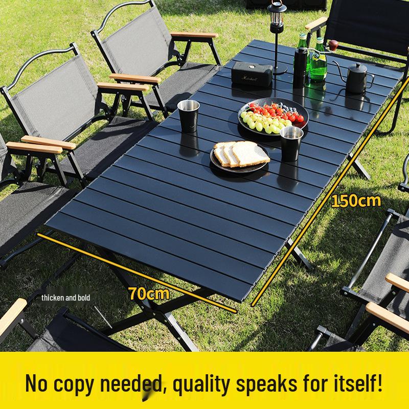 Folding Metal Carbon Steel Roll-up Camping Table and Chair Set
