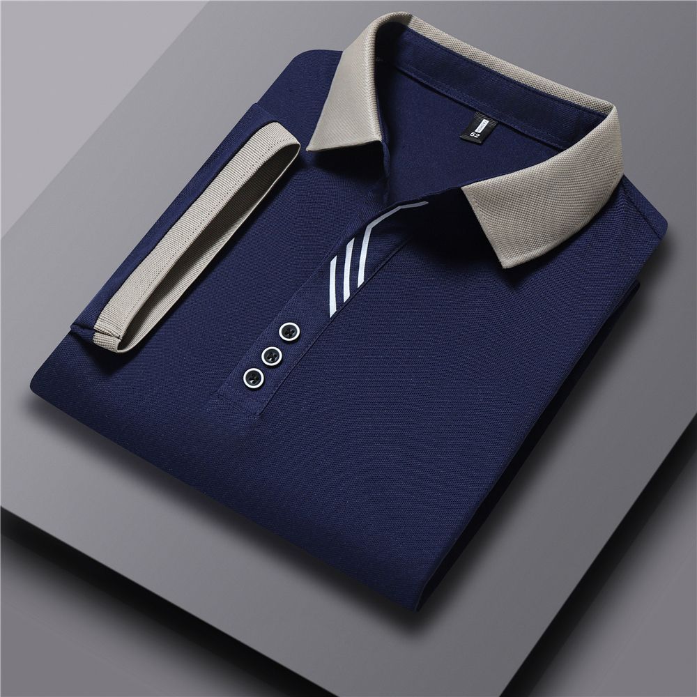 American Business Summer POLO Shirt Men's Niche Short-sleeved Middle-aged Solid Breathable Simple Lapel