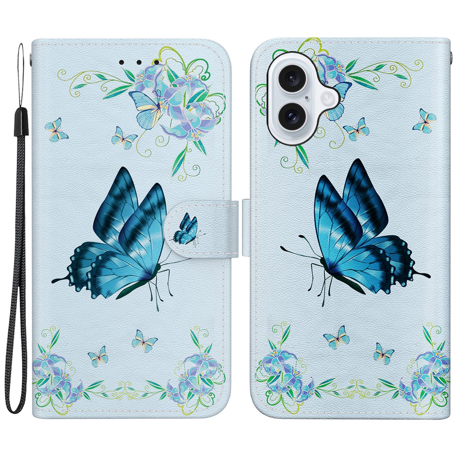 

For iPhone 16 Stand Case Pattern Print Leather Wallet Phone Cover C