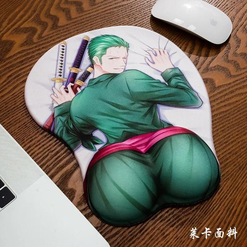 

Non-slip ONE PIECE Mouse Pad Anime Cartoon Figure Roronoa Zoro Sexy 3D Hip Mouse Pads featuring Wrist Rest Gaming Mousepad Mat