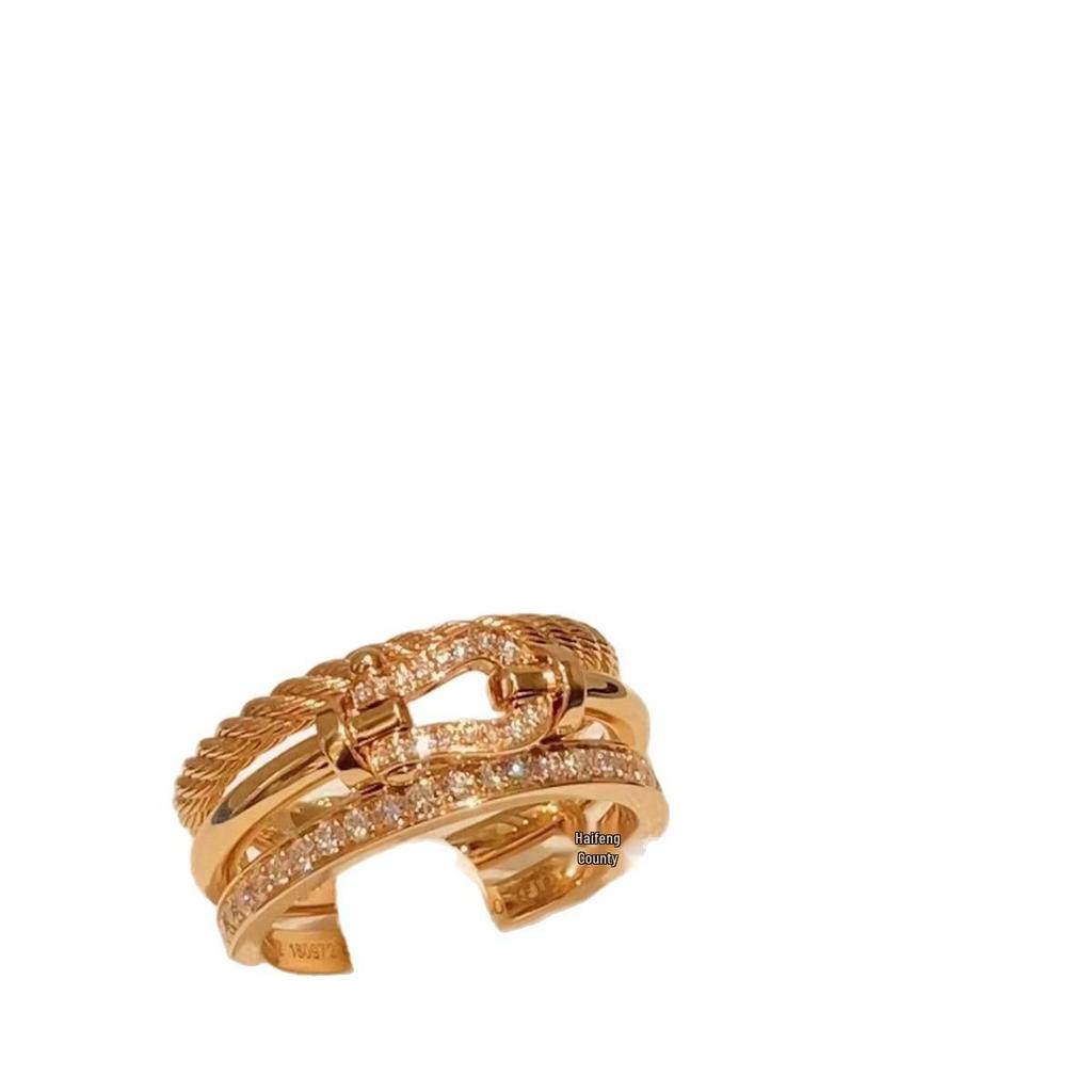 Fred Hufeisen-Schnalle Diamant-Trio Ring - Premium Paar Vielseitiger Xiaohongshu-Stil