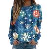 Women's Fashion Casual Long Sleeve Christmas Printed Neck Sweatshirt Top