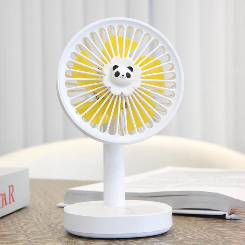 Cute Cartoon Portable Handheld Usb Rechargeable Desk Fan For Students White
