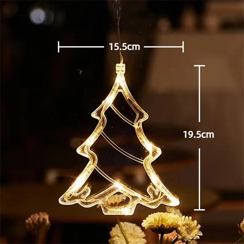 Weihnachts-LED-Licht Schneeflocke Weihnachtsmann Hängend Batteriebetrieben Fensterdekoration für Zuhause Weihnachten Neujahr