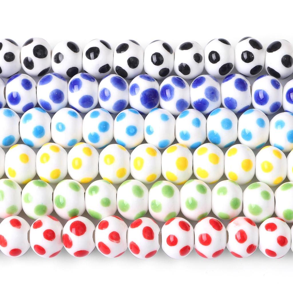 2 Stück 9*12mm Farbglasur Keramikperlen Großloch Punkte Flache Perlen zur Schmuckherstellung DIY Halskette Armband Ohrring