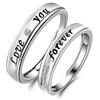 Love You Forever Rhinestone Lover Couple Promise Finger Ring Set Jewelry Gift
