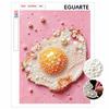 Fried Egg Pearl Painting Kit with Frame Sparkling Bead Canvas Art Relaxing Creative Handmade Gift for Girls and Women