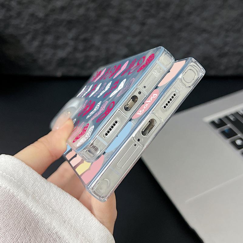 Handyhülle mit Glitzer-Feder-Print und Farbe „Love Hearts“ für Samsung S25 Ultra S24 FE S23 A16 A36 A55 A56 A35 A15, schlanke, stoßfeste PC-Rückseite mit Glitzer