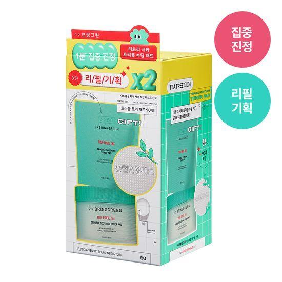[BRING GREEN] Tea Tree Cica Trouble Soothing Toner Pad 90 Sheets + 90 Sheets Refill Set