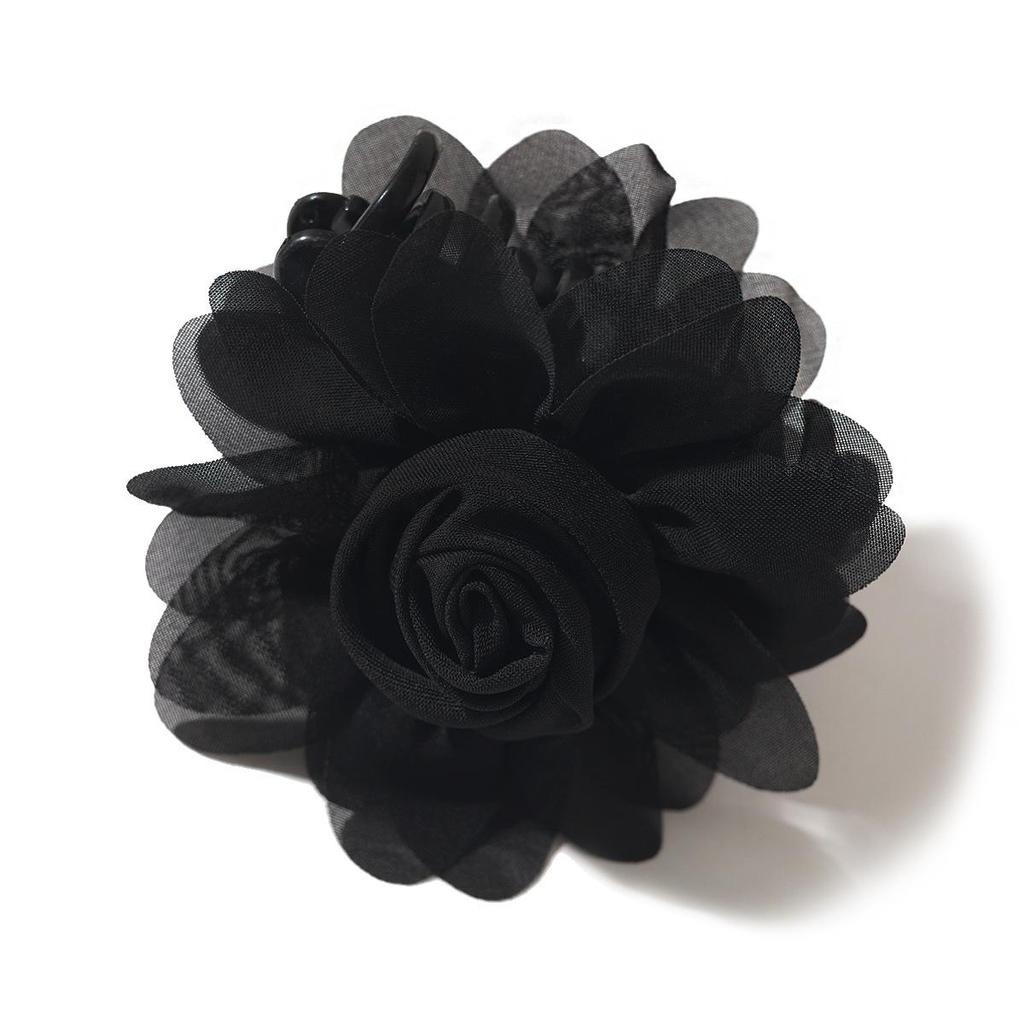 French Satin Camellia Large Hair Claw Clip - Elegant Floral Accessory