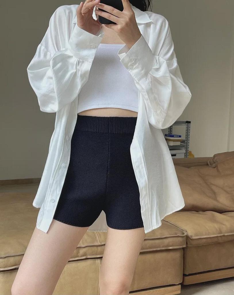 Summer Korean Style Faux Linen High Waist Knit Shorts - Slimming, Loose, Breathable Casual Women's Trend.