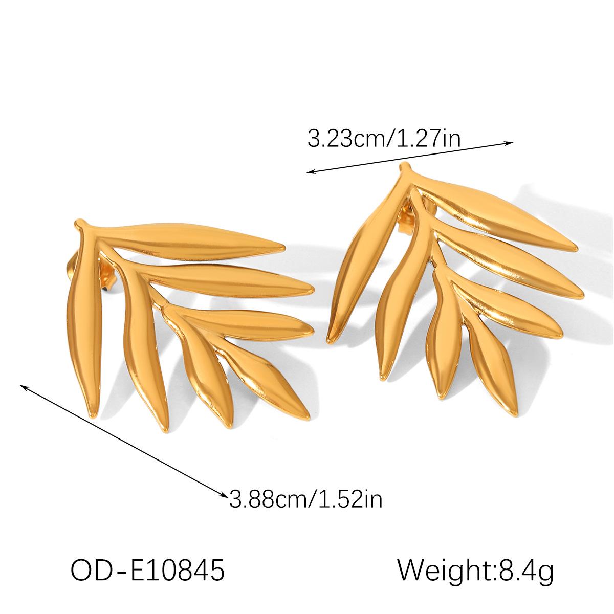 Trendy Titanium Steel Leaf Cut-out Stud Earrings for Women - European & American Style