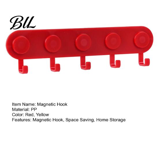 Integrated Hooks Magnetic Hook Rack with 5 Strong Magnetism No for Bags Drilling Easy Installation Organizer Keys Masks Hats