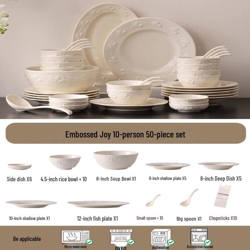 Chuyiwei British Cream Style Embossed Tableware Set