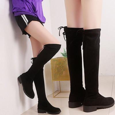 2023 Women's Winter Micro-Elastic Over-the-Knee Flat Boots with Inner Lift.