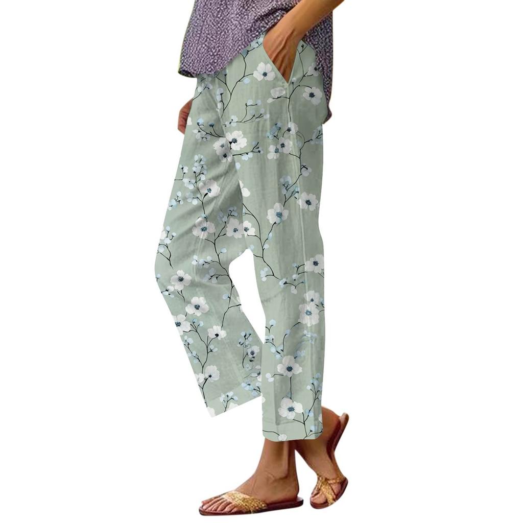 Women's Casual Fashion Printed Straight Leg Pants Pants With Pockets