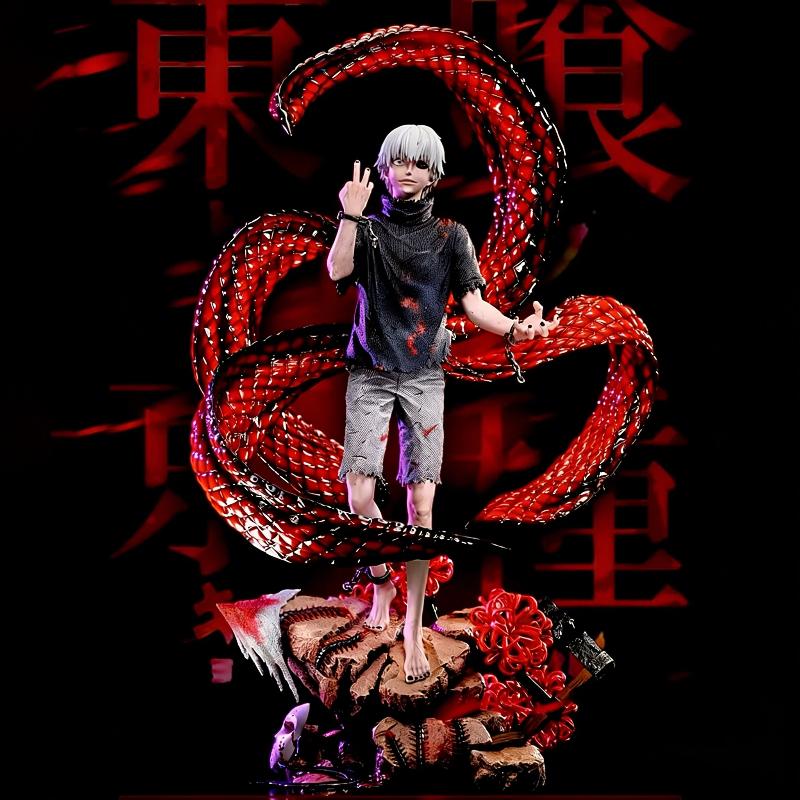 New 35Cm Tokyo Ghoul Gk Ken Kaneki White Hair 4 Kagune Action Figure Double Head Statue Collectible Anime Model Toy Desk Decor