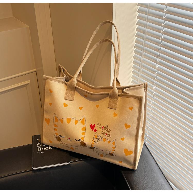 Neue Canvas-Tasche Studentinnen Klasse Schulter Pendeln Große Kapazität Tasche Nische Umhängetasche Tragetasche