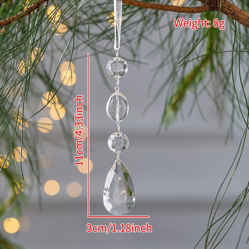 Transparent Acrylic Indoor Snowflake Crystal Ice Pendant Pearl Water Drop Hanging String Christmas Tree Ornament Pendant