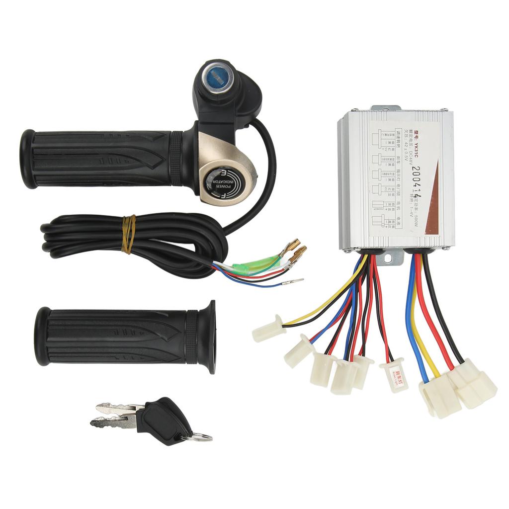 DC48V 500W Brushed Speed Controller Kit with Locking Throttle Twist Grip Power Display for Electric Bike