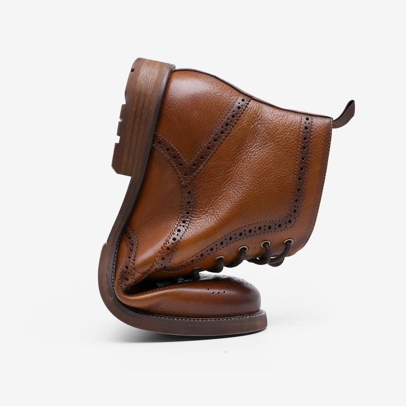 LUXSOLE Męskie Nowe Buty Brogsy ze Skóry Naturalnej Ocieplane Buty Modne Buty,Ciepłe,Duży Rozmiar, Codzienne, Na Sznurowadła, Zamek Błyskawiczny,Prezenty