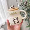 Roztomilý kreslený panda Keramický hrnek 400ml S víčkem a lžičkou Kávové hrnky Hrnky na mléčný čaj Snídaňový šálek Nápojové sklo Novinka Dárky
