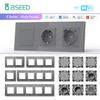 BSEED 1/2/3/4 Gang Wifi Wall Light Switches Mechanical Click Buttons EU Power Sockets Smart Socket With AC Ports Glass Frames