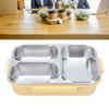 Divided Lunch Box 304 Stainless Steel Leakproof Heatable 3 Compartments Rectangular Food Container 1.2L Capacity