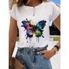 Floral sweet and cute fashion printing women's O-neck clothes T-shirt short-sleeved casual daily top