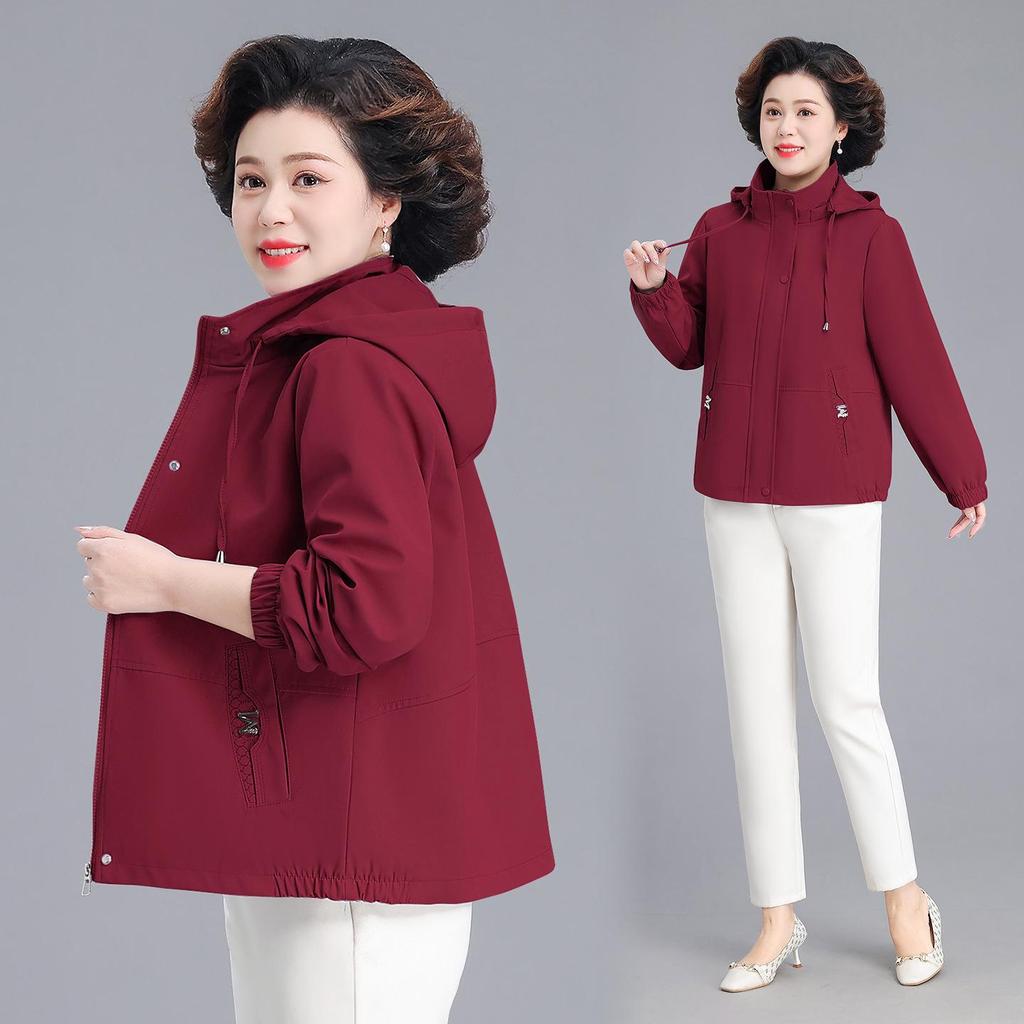 Mother's Day 2026 Stylish Hooded Windbreaker for Middle-Aged Women